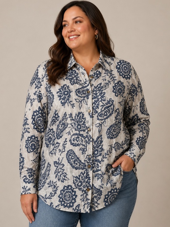 Charter Club Tops - Charter Club Woman Weekend - Metallic Linen Shirt – Sz1X